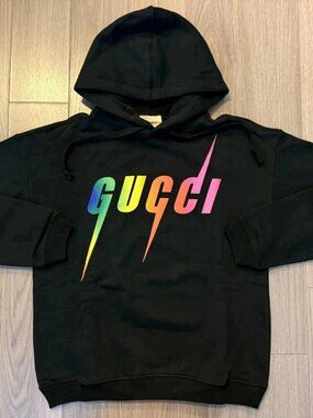 Gucci Cotton Sweatshirt with Blade Print hoodie black sz XS S M